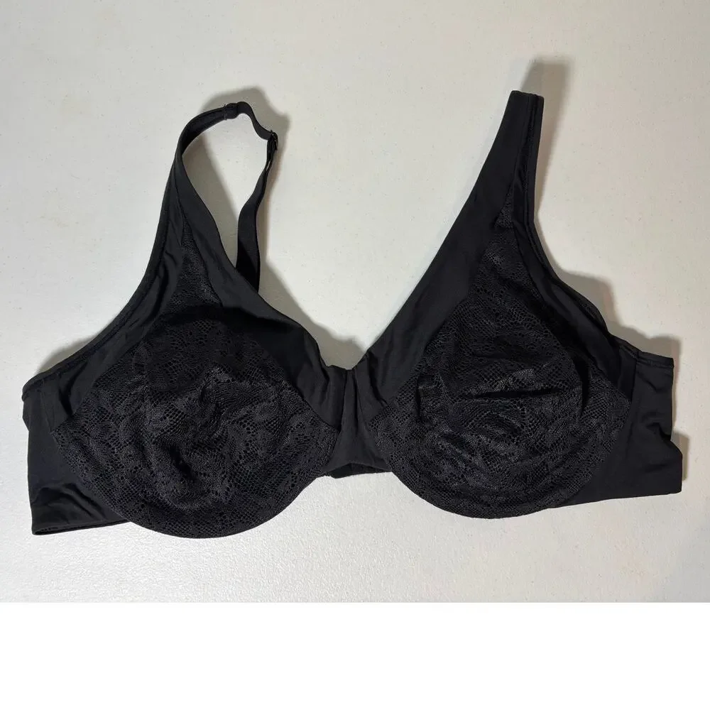 Playtex 42B Secrets Ultra Soft No Poke Dreamwire Underwire Bra Black Lace 4833